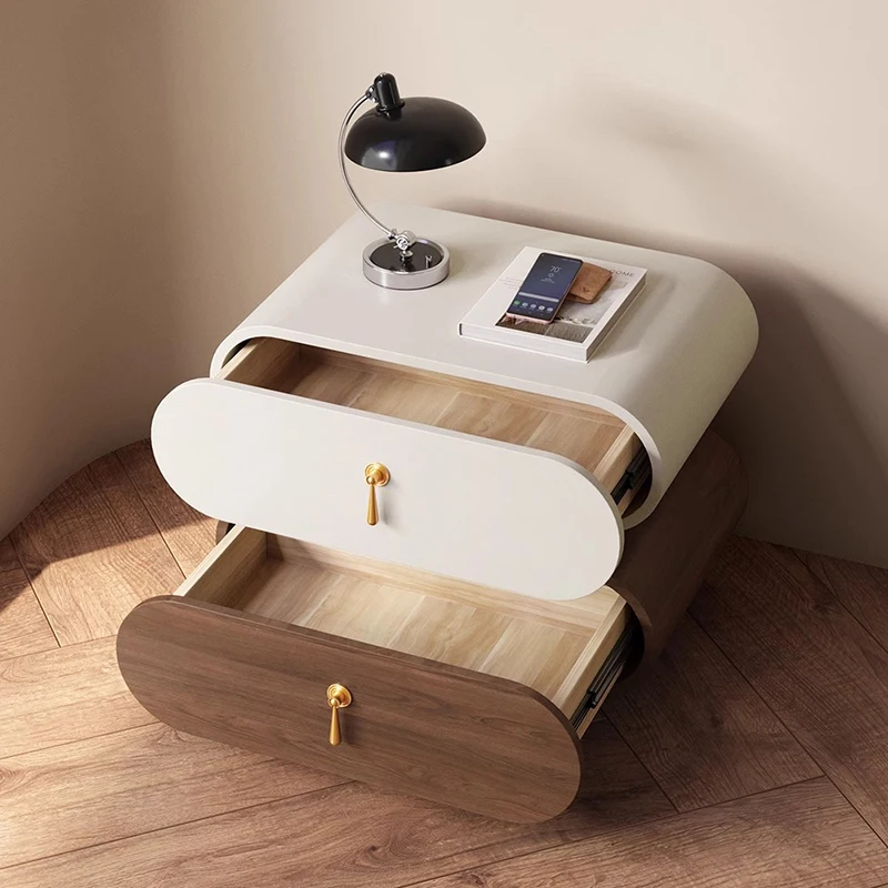 Unique Wooden Nightstands Modern Bedside Brown Drawers Minimalist Bedsides Table Storage Organizer Mesa De Noche Home Furniture