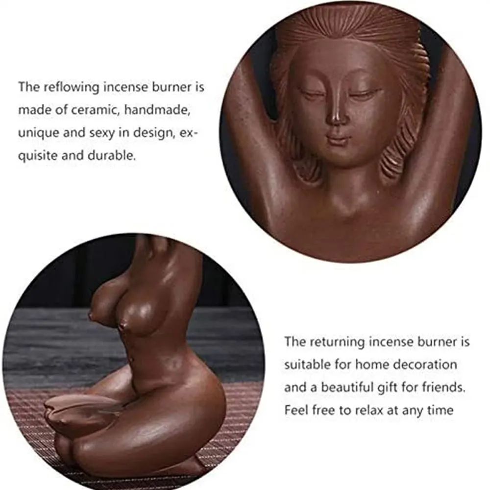 Backflow Waterfall Incense Burner Sex Lady Ceramic Naked Women Maid Body Incence Fountain Holder Aromatherapy Ornament Zen Decor