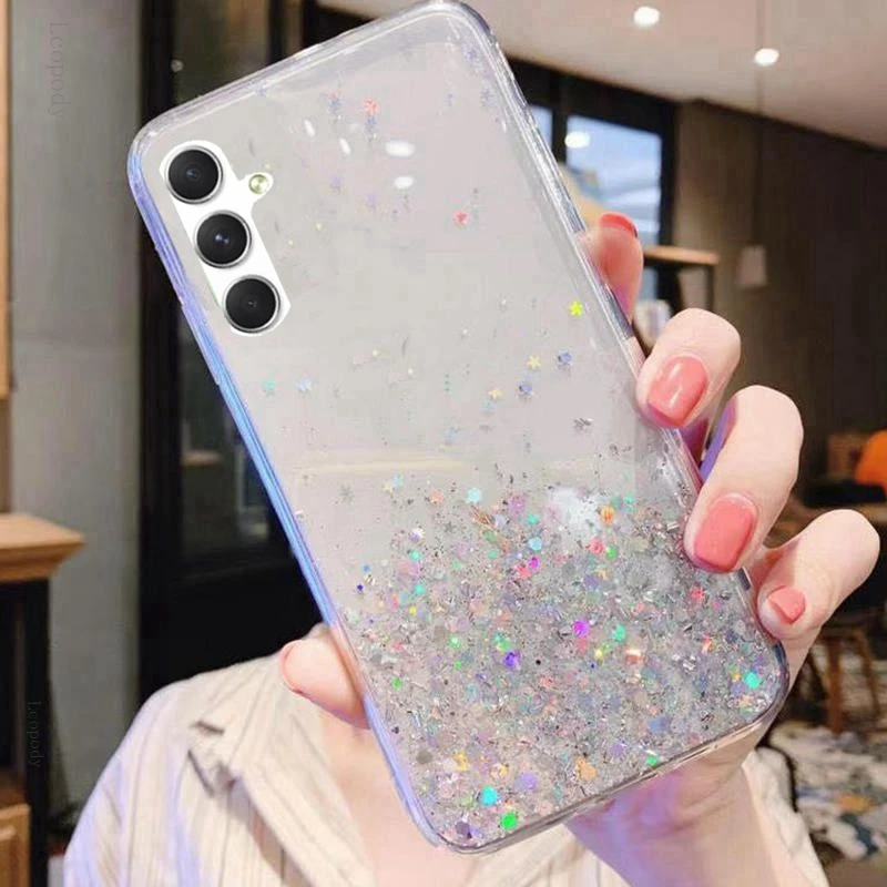 Coque de téléphone à paillettes scintillantes, étui arrière souple et complet pour samsung galaxy A14 A24 A34 A54 S23 ULTRA PLUS + A546B A245f A145F_voghion.com