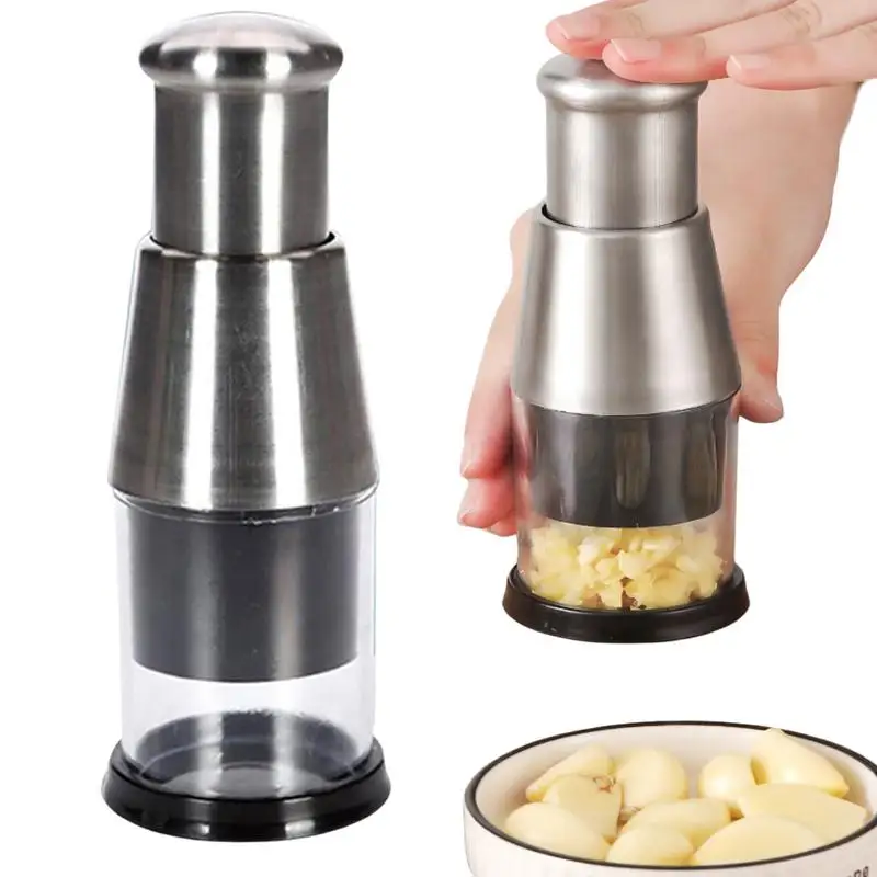 

Stainless Steel Garlic Crusher Manual Garlic Chopper Pressing Handheld Food Chopper Slicer Multipurpos Vegetable Cooking Crusher