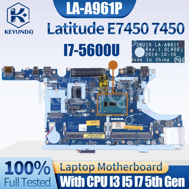 Placa-mãe Portátil para Dell Latitude La-a961p 0r1vjd 0420pp I35010u I5-5300u I7-5th Gen Notebook Mainboard para Dell Latitude E7450 0r1vjd - Imagem 2