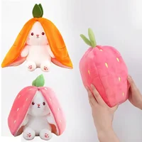 25cm Cute Strawberry Carrot Rabbit Plush Toy Stuffed Creative Into Fruit Transform Baby Cuddly Bunny Doll for Kid Birthday Gift 1