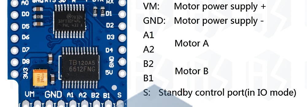 1Set Motor Schild Für WeMos D1 Mini TB6612FNG Wemos I2C Dual Motor Fahrer Schild Fahren Modul Mit Seriellen Topf – Detail 29