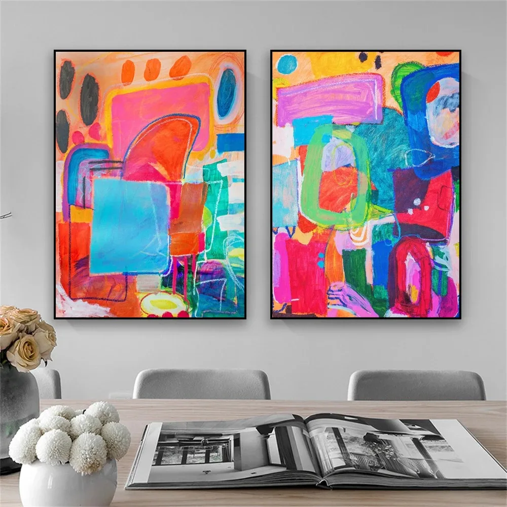 Mid-Century Modern Colorful Wall Art Canvas Decor