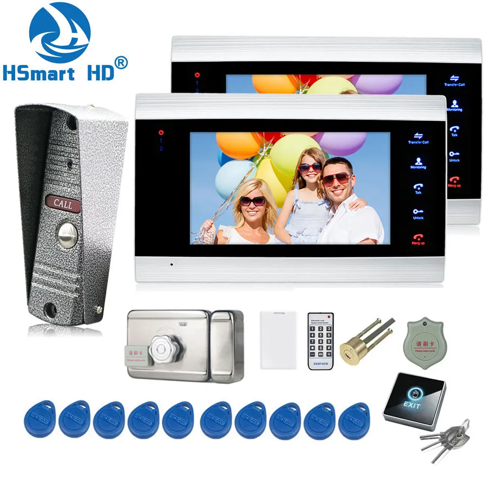 7-Inch-Video-Door-Phone-Intercom-System-with-2-Monitor-1-Rainproof ...