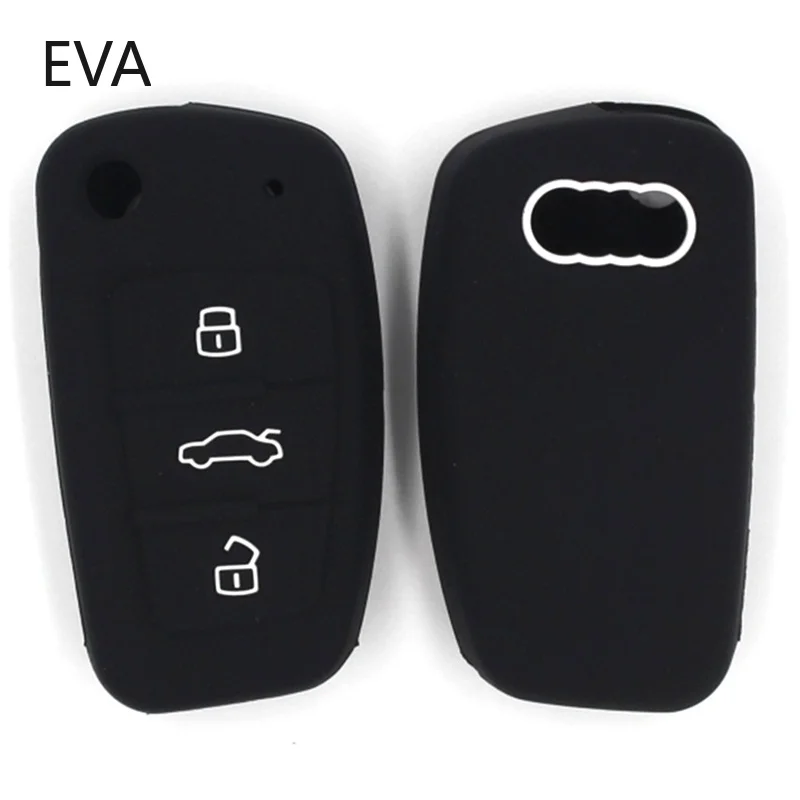 Silicone Car Key Cover for Audi A1 A3 A4 A5 A6 A7 A8 R8 Tt S5 S6 S7 S8 Sq5 Q5 Q7 Rs5 Fold Flip Remote Keychain Case Fob key case key case cover