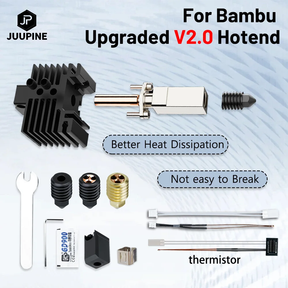 For Bambu Lab Hotend V2 Bi Metal Heatbreak CHT Hard Steel Nozzle Thermistor Fit Bamboo Bambulabs P1P P1S Hotend X1 X1C Hotend