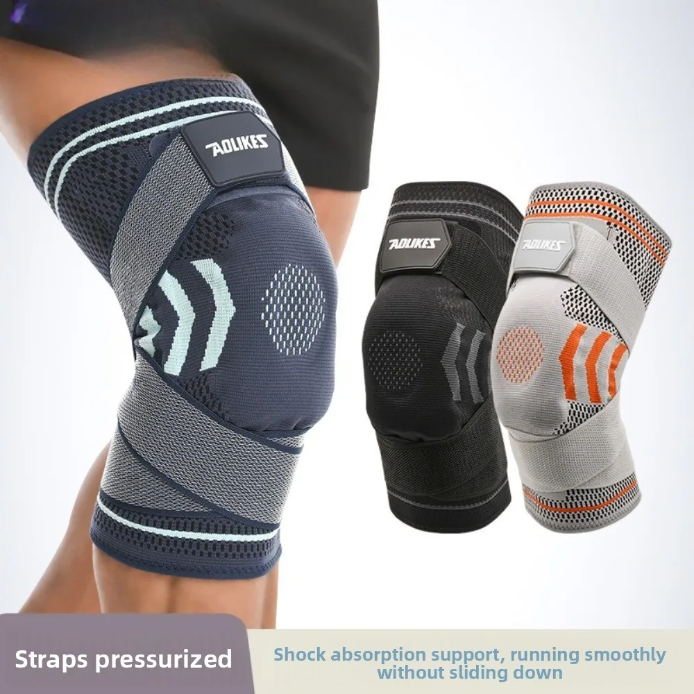 Basketball Knee Brace with Silicone Straps  Spring Support Running Cycling  Outdoor Sports Breathable Knee Protection Sleeves