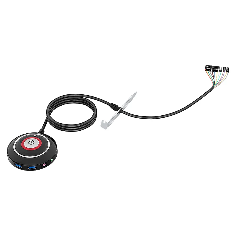 Teucer-computador Desktop Switch Button Dual Usb Audio External Start Button tipo de Colar Botão Switch Comprimento 163 Milímetros - Imagem 2