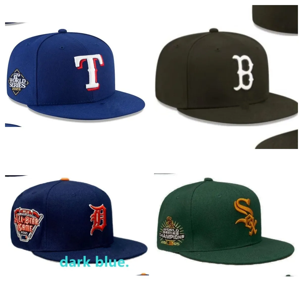 2024 New  Fitted Flat Baseball  Hats Full Closed Boston Caps Fashionable Gorras Soxes Bones for Men and Women
