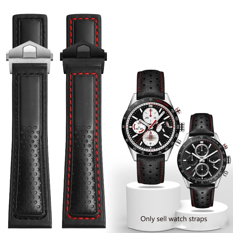 Cinturino Per Orologio In Vera Pelle Per Tag Heuer Carrera Diving Monaco Serie F1 Cinturino Per Orologio Traspirante Da Uomo 22Mm