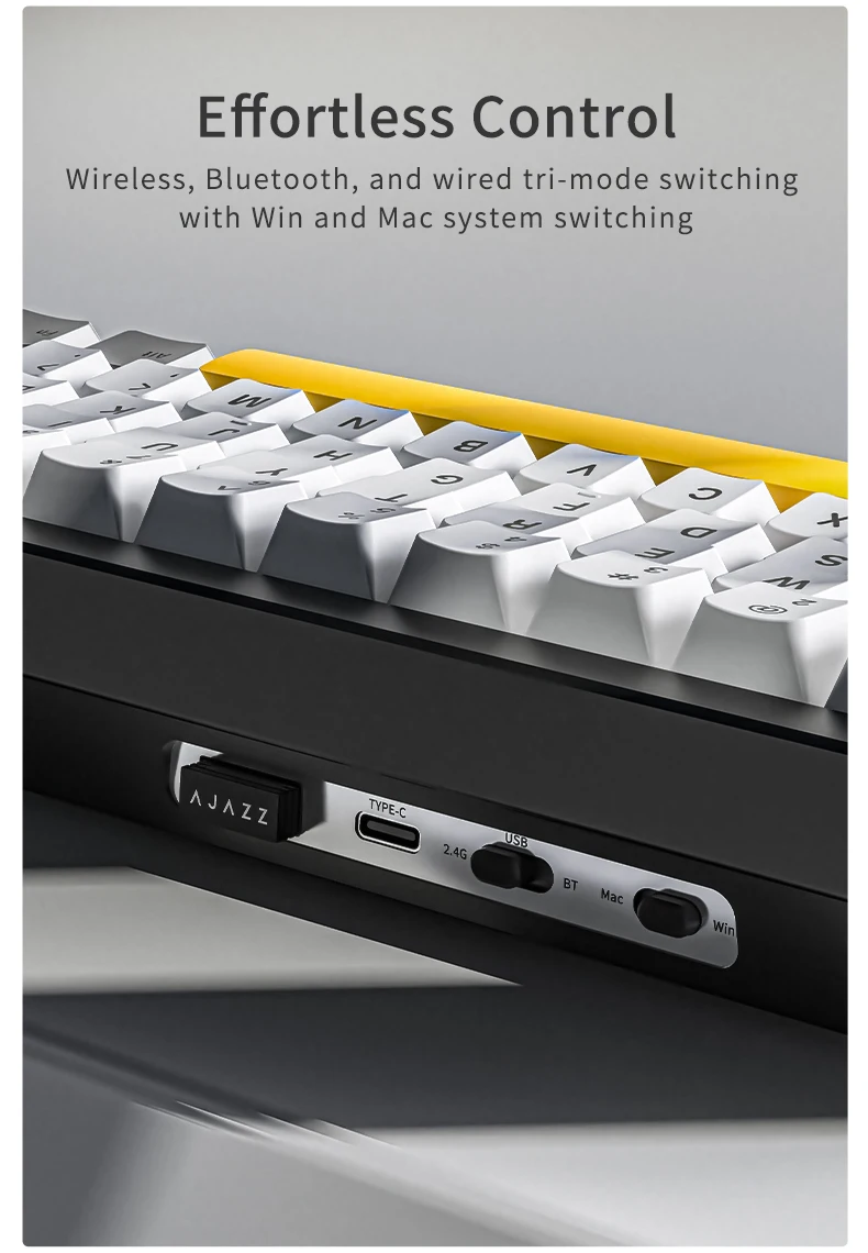 AJAZZ AK650 Kabellose Mechanische Tastatur, Tri-Modus mit Bildschirm, Flying Fish Schalter, RGB-Hintergrundbeleuchtung, Hot-Swappable – Detail 11