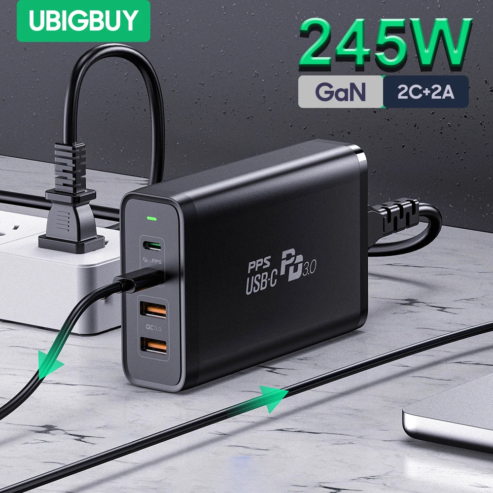 USB C Power Adapter 4 Ports GaN Desktop Charging