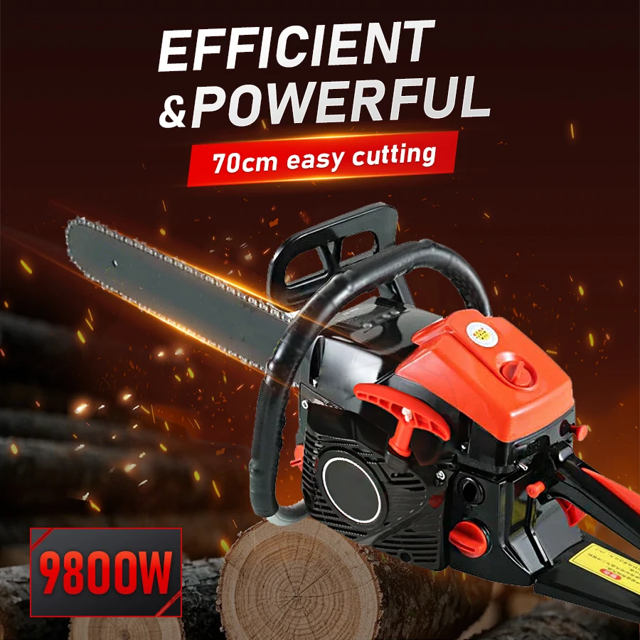 Chainsaw Chain 9800W High-Power Chainsaw 87CC 2-Stroke Petrol Gasoline Chain Saw Cutting Logging