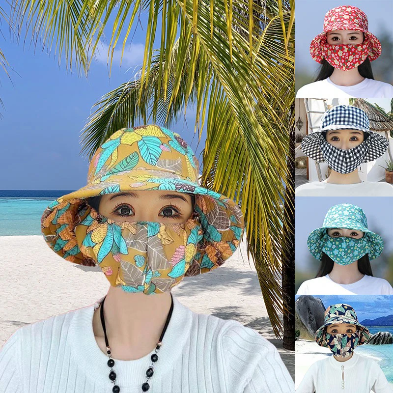 With Mask Agricultural Work Hat Fashion Wide Brim Bucket Hat Fisherman Four Seasons Dust Mask Tea Picking Cap Unisex