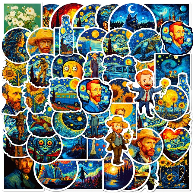 40 Vincent Van Gogh Painting Stickers Cool Sticker Pack Decal Lot