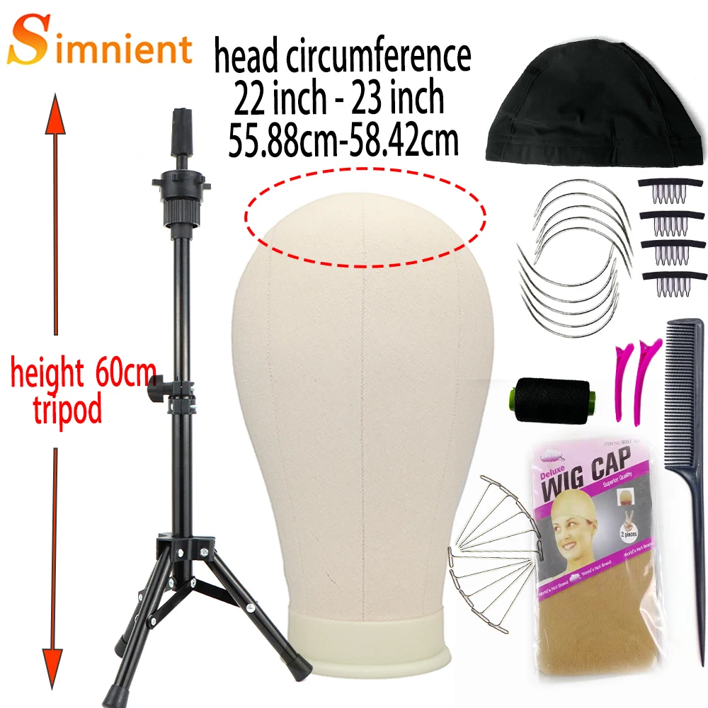 Simnient Bald Mannequin Training Canvas Block Head With Stand