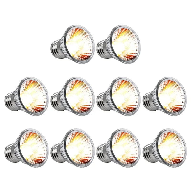 A82X-10PCS Reptile Lamp Bulb Turtle Basking UV Light Bulbs Heating Light Full Spectrum Sunlamp For Amphibians