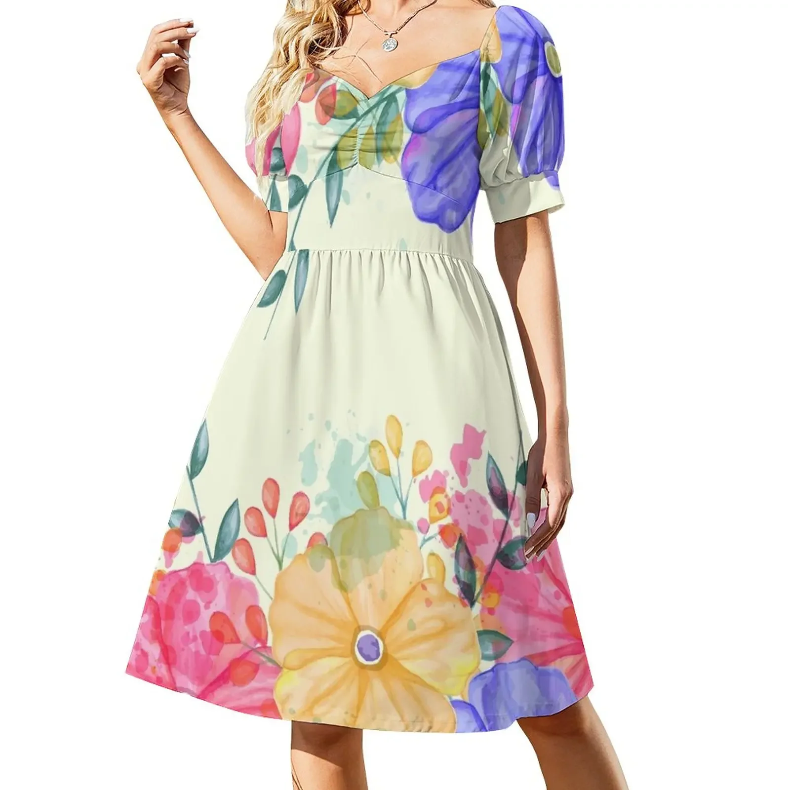 

Spring flower garden Sleeveless Dress Summer skirt Women dresses summer Summer dresses for women evening dress woman