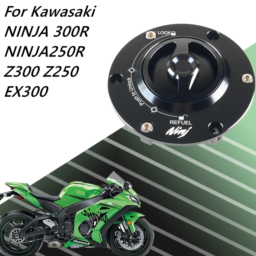 Motorcycle Cnc Quick Release Cover Gas Fuel Tank Cap Ffor Kawasaki