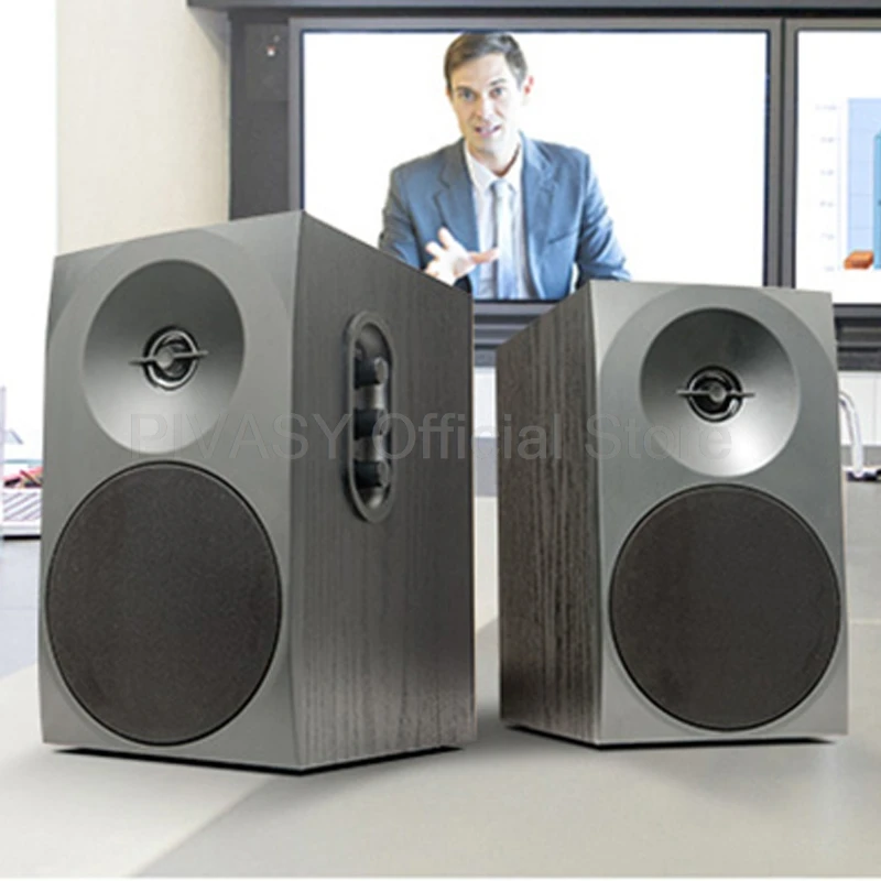 20W 4Inch Wireless Bluetooth Bookshelf Speaker High Fidelity Home Theater Subwoofer Wall Mounted Wooden LoudSpeaker for Computer