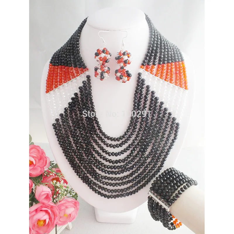 

Crystal necklace set. Multi strand crystal necklace/bracelet/earrings. Classic Bride Wedding Jewelry