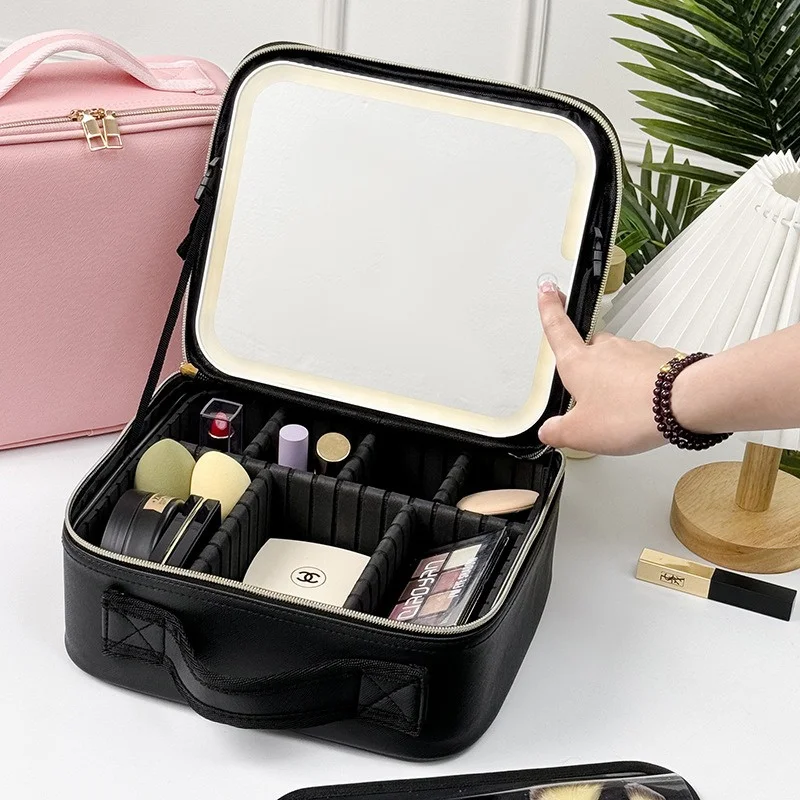LED Cosmetic Case with Lights and Mirror Cosmetic Bag Large Capacity Premium Feeling Cosmetic Bag Luxury makeup bag 4