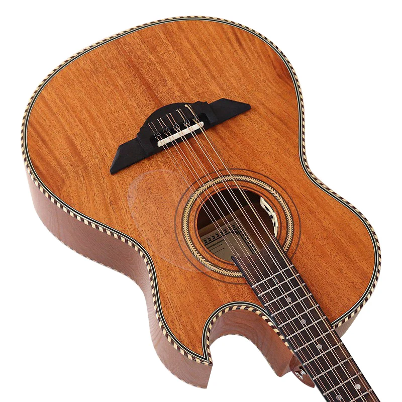 Acoustic Electric Guitar 10 String High gloss Folk Guitar Sharp Angle Design Natural Color With Classic Head