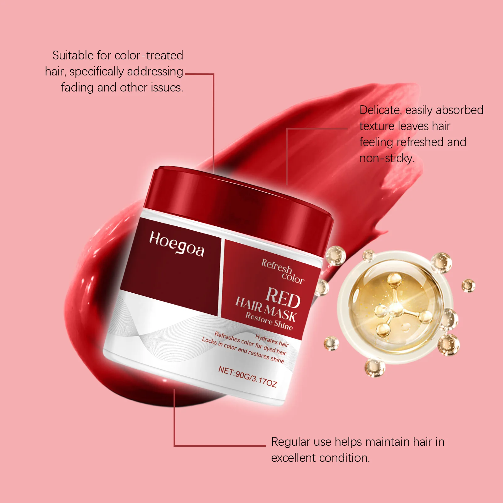 Maschera per Capelli Colorante, Idratante e Riparatrice Profonda, Migliora il Colore dei Capelli nei Tonalità Rosso, Blu, Marrone, Aumenta la Lucentezza, Riduce l'Estensione del Colore - immagine 4