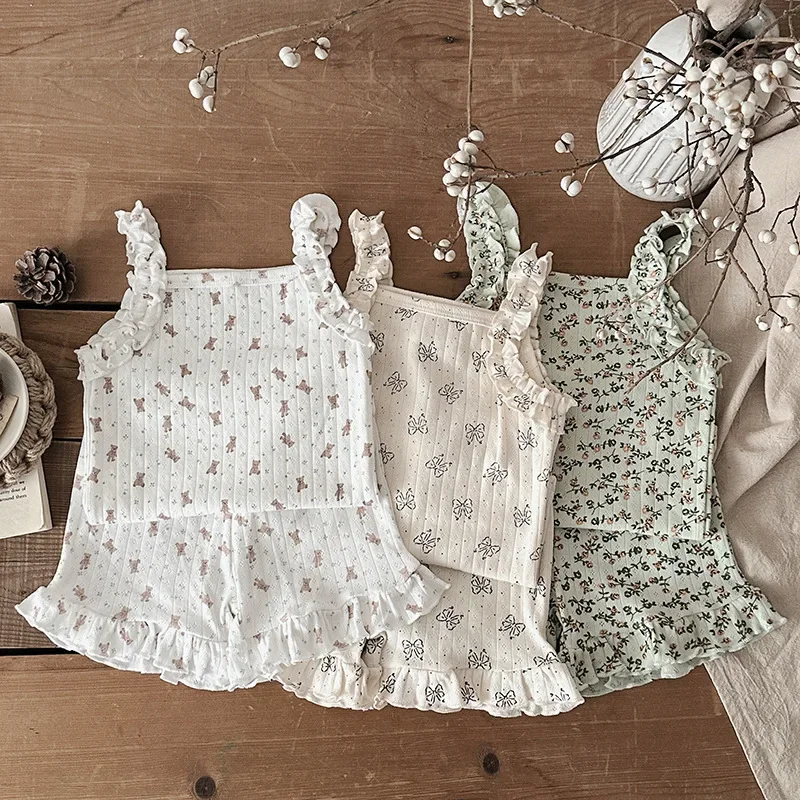 Cotton Baby Girl Summer Vest Set