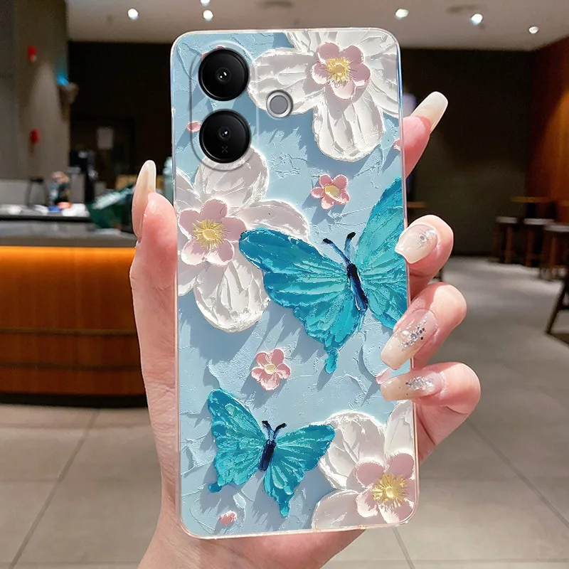 Floral Butterfly Bow Soft Transparent Phone Case - Silicone TPU Jelly Cover