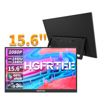 HGFRTEE 휴대용 모니터, 15.6 인치, 144Hz, 1920*1080 ADS-IPS, 여행 게이밍 세컨드 디스플레이, 맥 노트북 스위치 PS4 PS5 XboX용