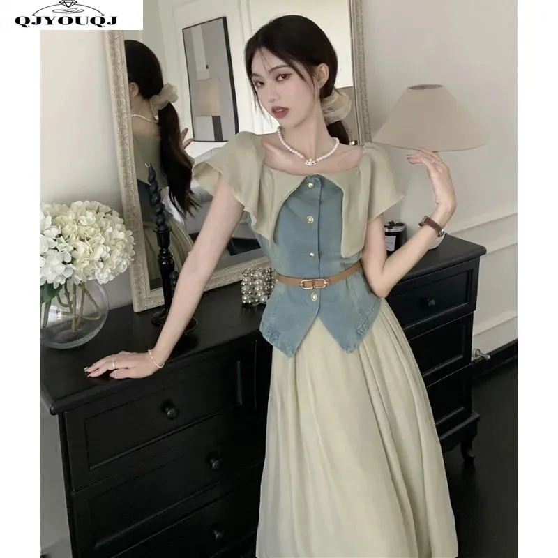 2024 Spring/Summer Korean Edition Retro High End Fashion Two Piece Set Skirt with Age Reducing Temperament Set