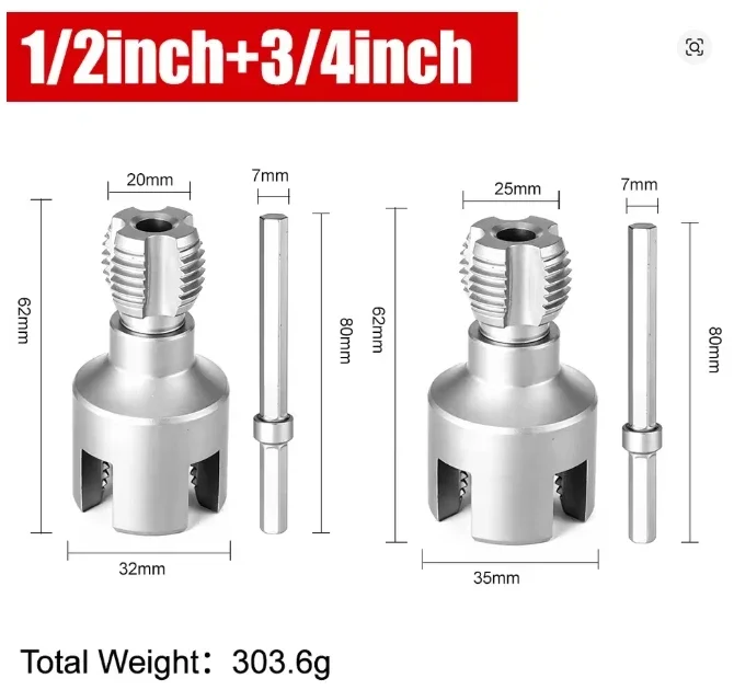 2PCS 20MM + 25MM Water Pipe Threader Tapping Tool Ppr/pvc Internal Thread External Thread Integrated Die Water Pipe Opener