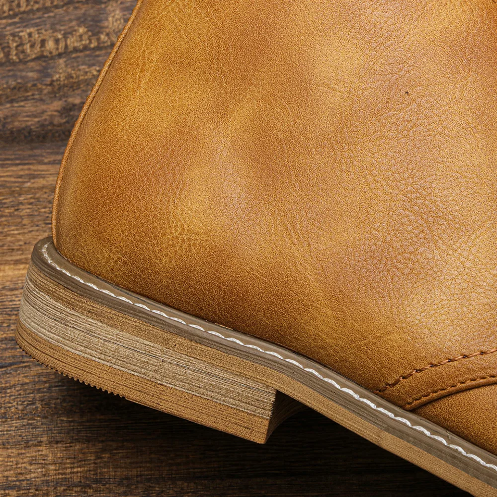 Men's Classical Retro Leather Chukka / Turf Boots Men Fashion Ankle Boot Mens Lace-up Short Desert Boots High-Top Shoes