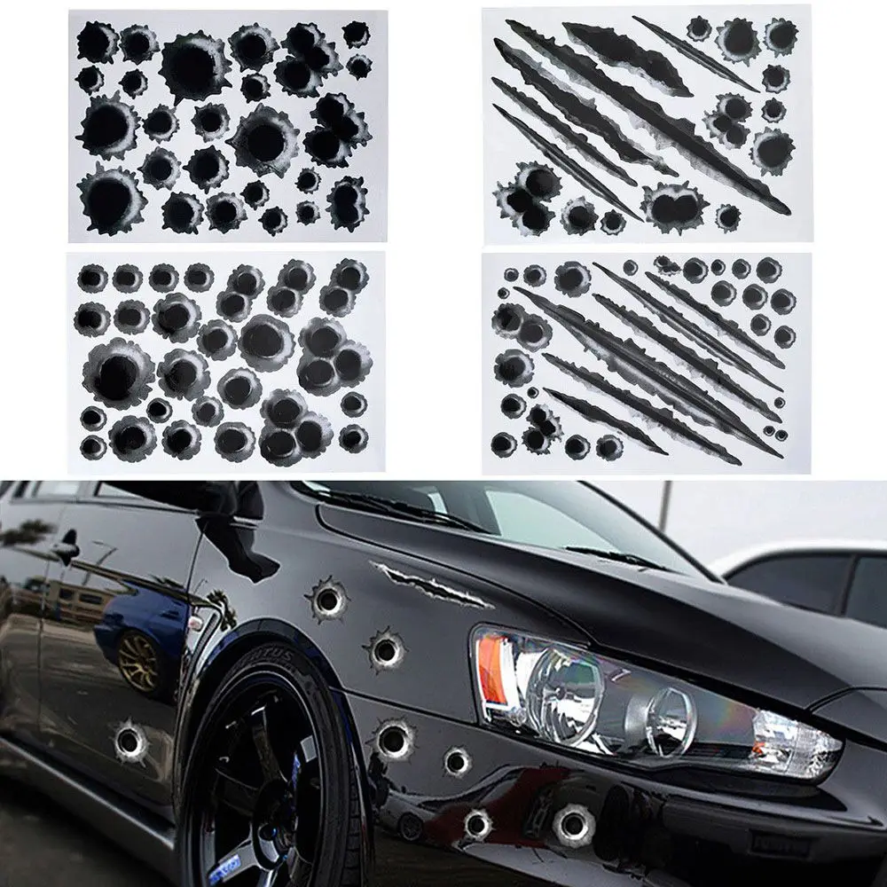 Personalized 3D Bullet Hole Car Stickers Creative Bumper Body Side Decal