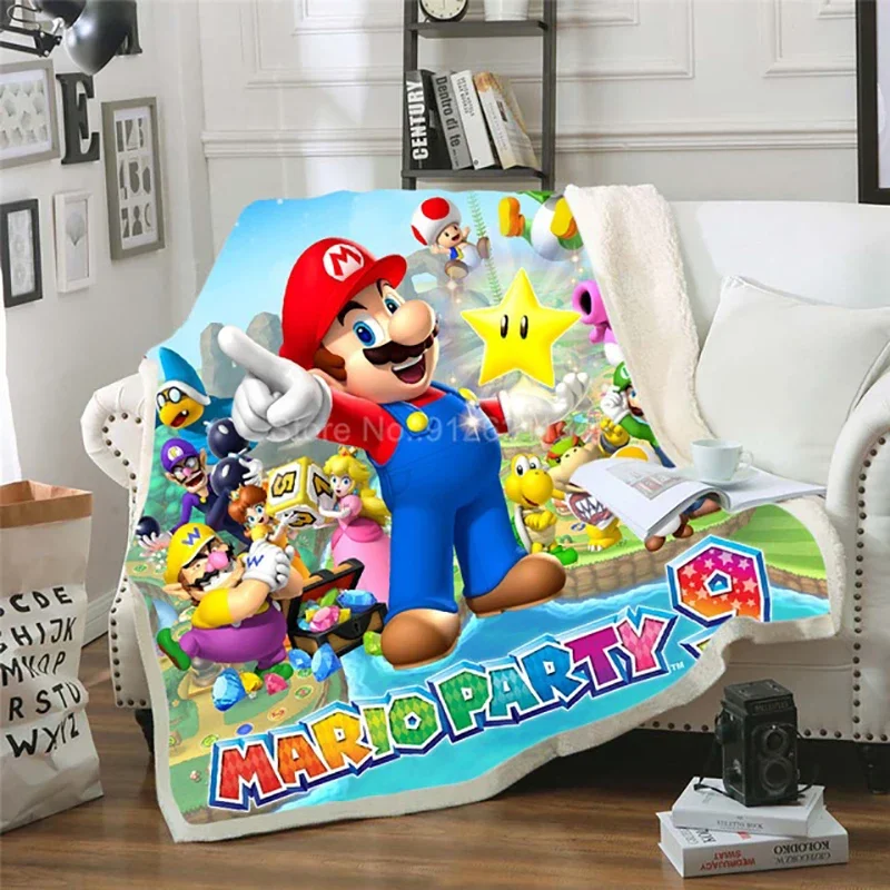 Super Mario Cartoon Coperte Per Letti Anime Mario Bros Tessili Per La Casa Flanella Stampa 3D Coperta Leggera Regalo Di Compleanno Per Bambini