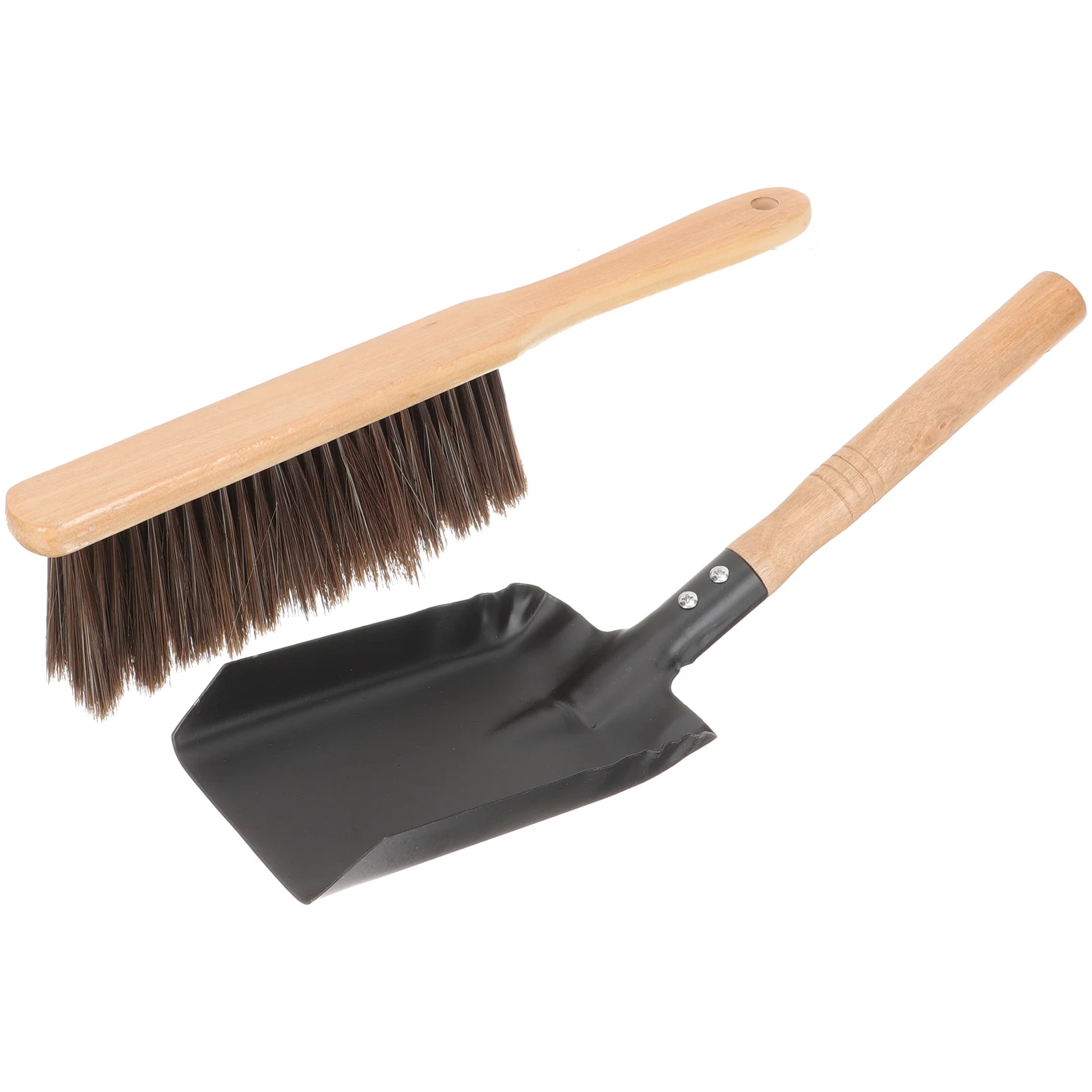 Lightweight Fireplace Cleaning Set Wood Handle Dust Brush Iron Shovel For Kitchen Living Room Stove Heating Tools Broom