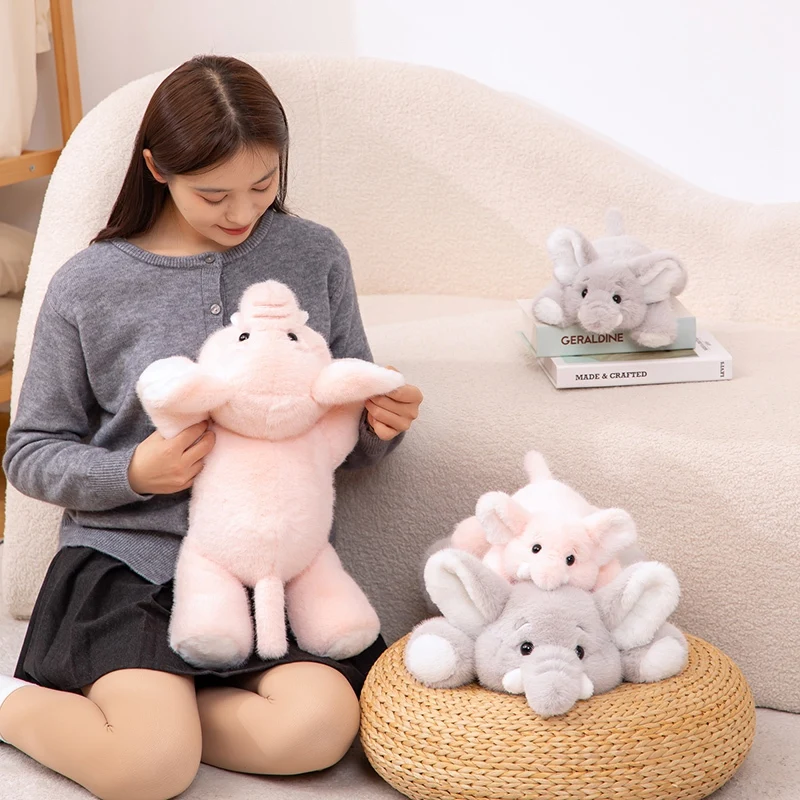Super Soft Grey Elephant Plush Toys Cute Stuffed Flappy Ears Long Plush Elephant Animals Plushy Hugging Pillow Kids Xmas Gift