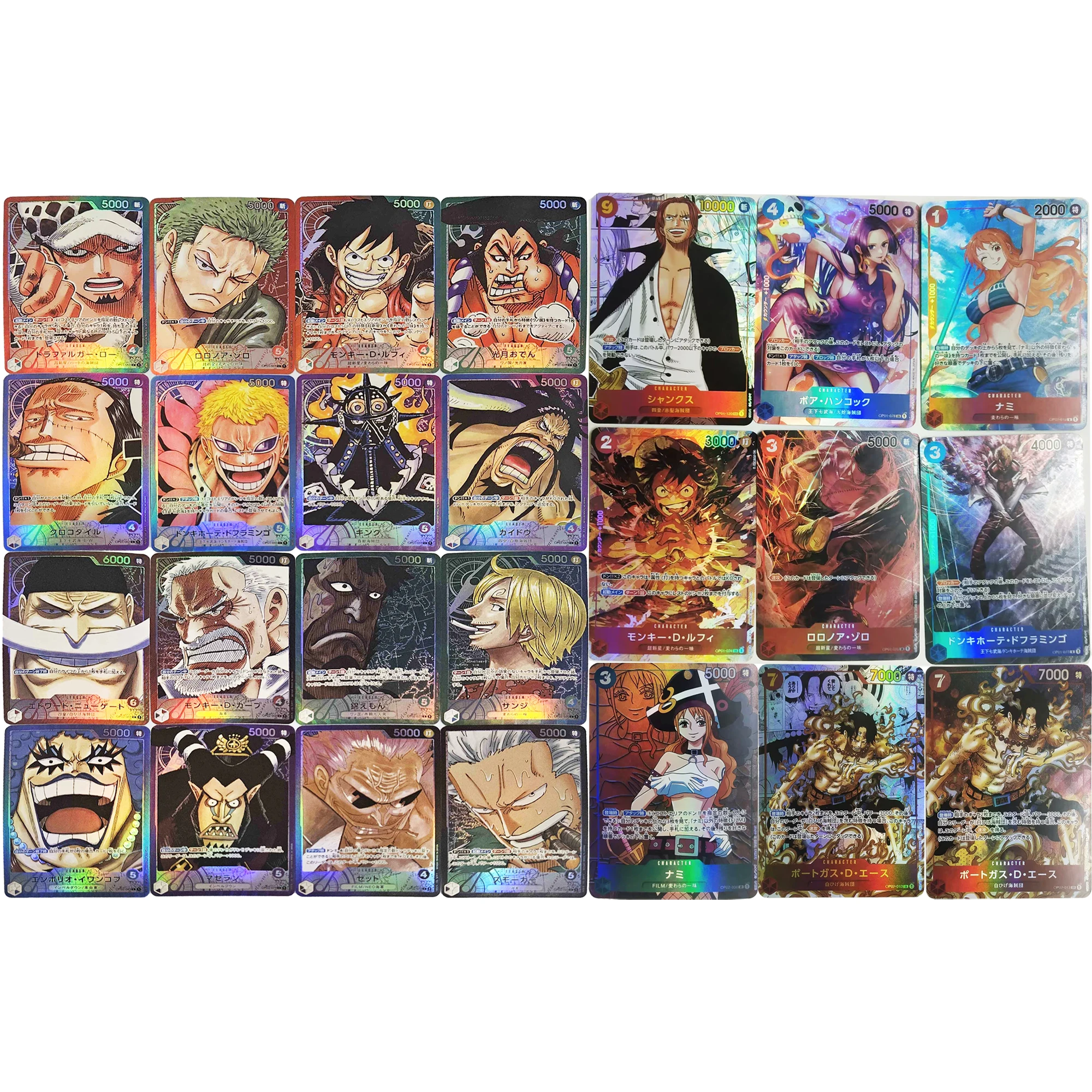 4 Style One Piece Luffy Zoro Nami Hancock Shanks Color Flash Card OP01 Classic Anime Game Collection Cards Diy Gift Toy