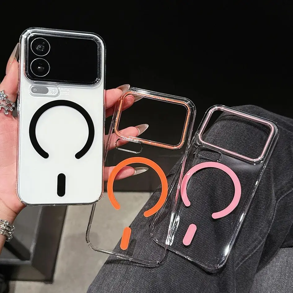 Crystal Clear Hard PC Candy Magnetic Phone Case for Wireless Charging - Ultra Slim Cover