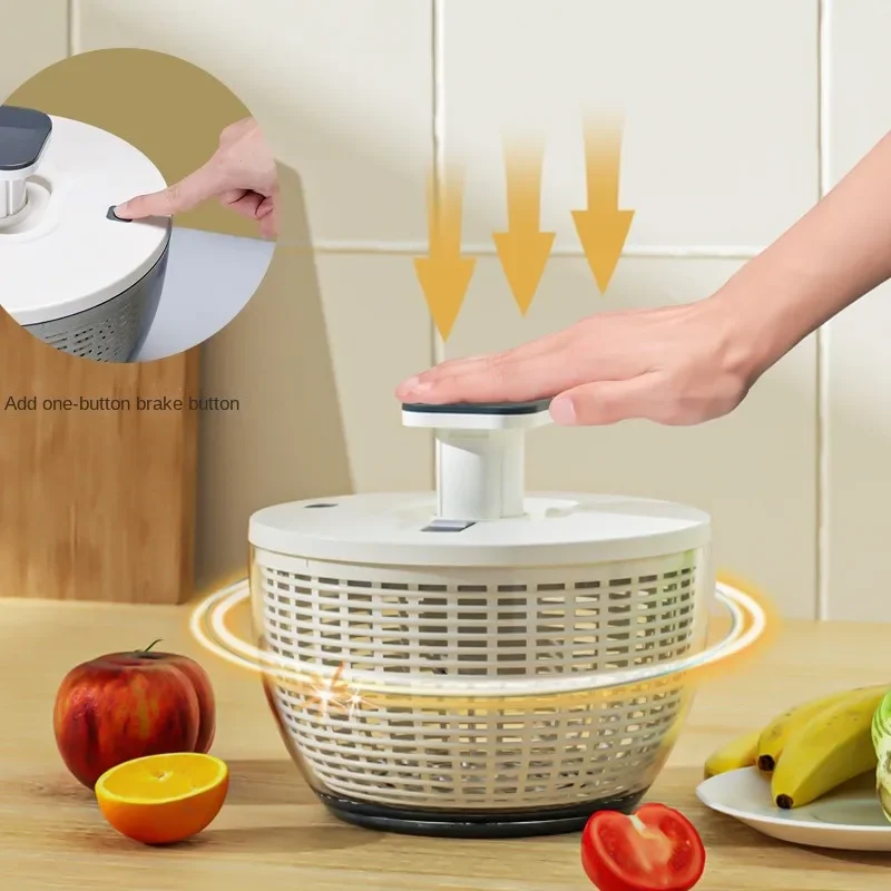 4.5L Large Capacity Press Type Drying Manual Lettuce Spinner for Vegetable Prepping Vegetable Spinner Household Supplies