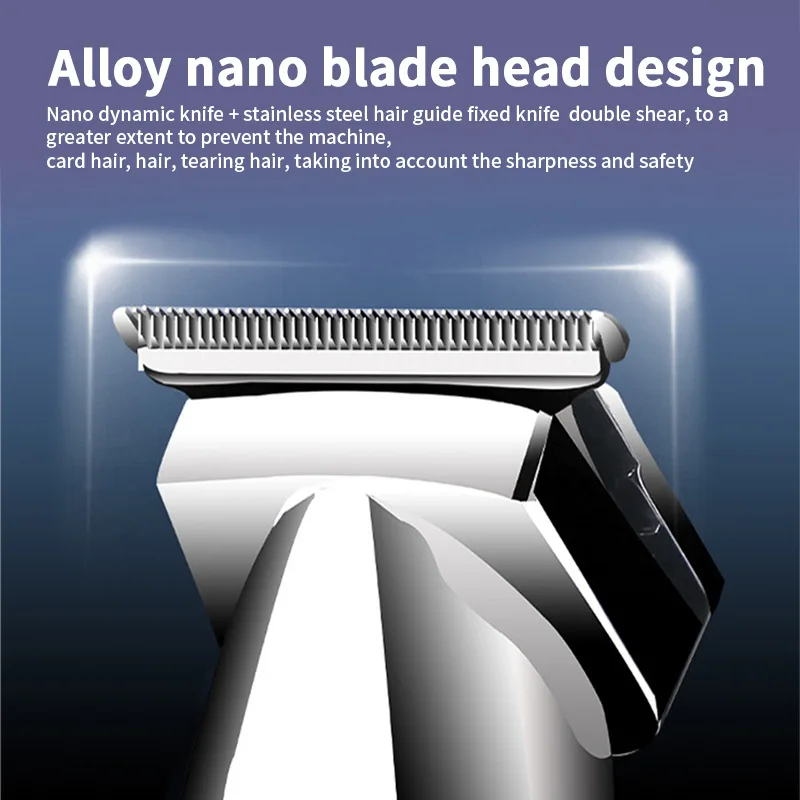WAIKIL professional men's electric hair clipper oil head electric push shear USB charging Barber cordless LCD digital trimmer 2