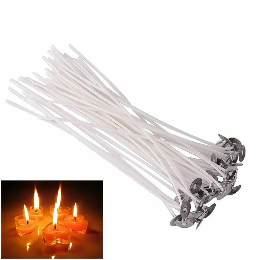 20pcs/set Waxed Cotton Candle Wicks with Stand Original Smokeless Candle DIY Wicks Soy Oil Wax Core Woven Making Candles Supplies candle wicks candle wick