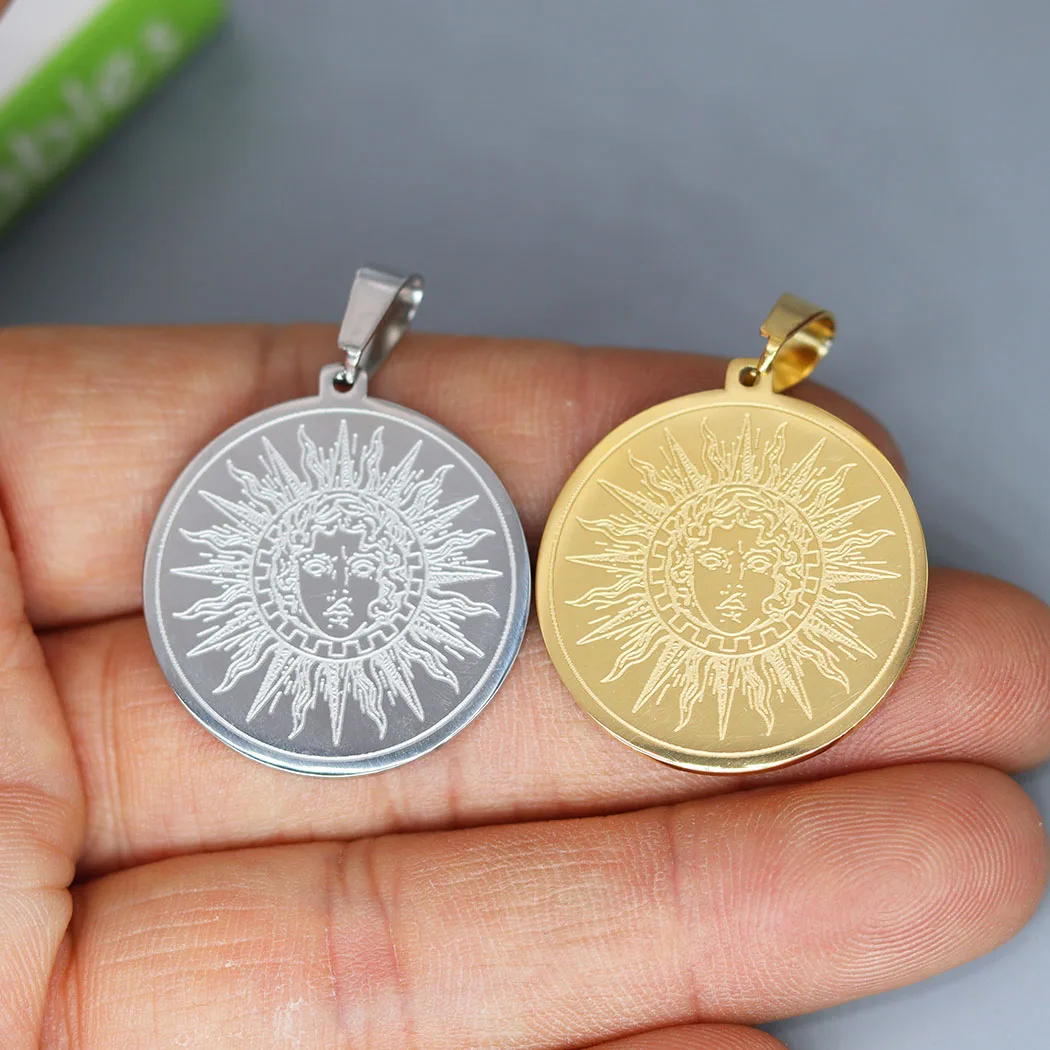 

2pcs/Lot God of The Sun Helios Stainless Steel Pendant Charm for Men Women Necklace Amulet Jewelry Making Findings Handmade