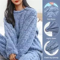 Women's Winter Coral Velvet Pajamas Set Thickened Fluffy O-neck Two-piece Homewear Loungewear Leisure Pajamas for Cold Weather - Image 6