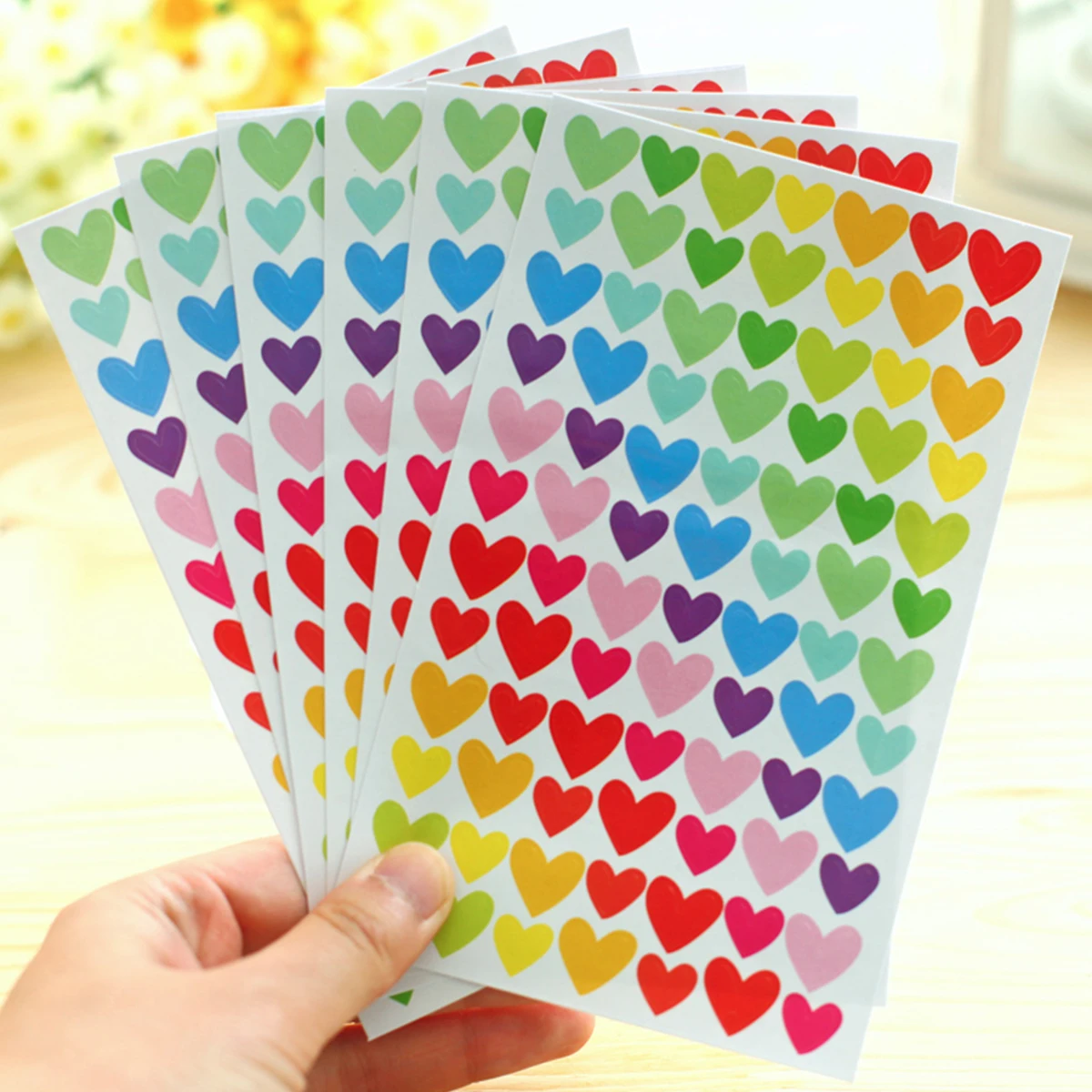 Colorful love Adhesive Stickers 10pcs For Scrapbooking DIY Arts Crafts Fun Shapes Creative Projects