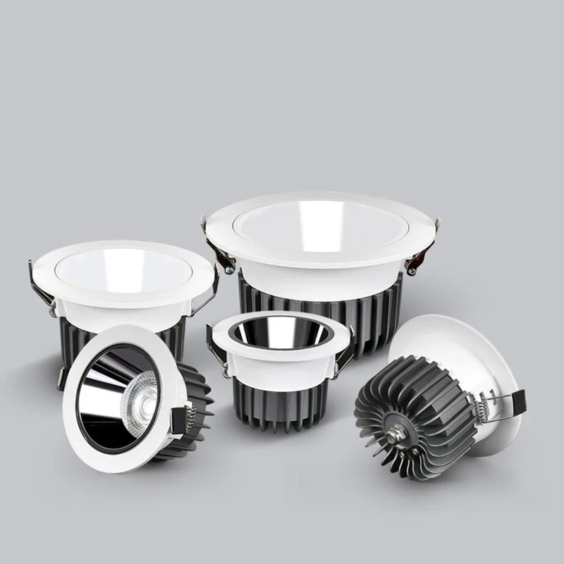 60 눈부심 방지 스포트라이트 호텔 벽 세탁기 LED COB 다운라이트 18W, 220V, 따뜻한 흰색, 조광 없음, 흰색 천장 램프, 20 개 포함