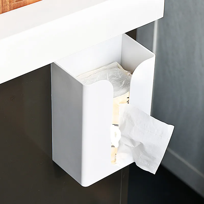 1pcs Wall mounted tissue box, toilet paper towel storage box, no punching, hanging upside down, kitchen paper towel holder 3