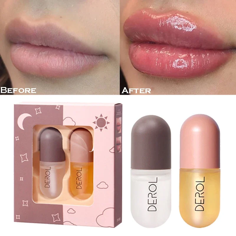 Day Night Instant Volume Lips Plumper Oil Moisturizing Repairing Reduce Lip Fine Line Cosmetics Sexy Lip Plump Enhancer Makeup